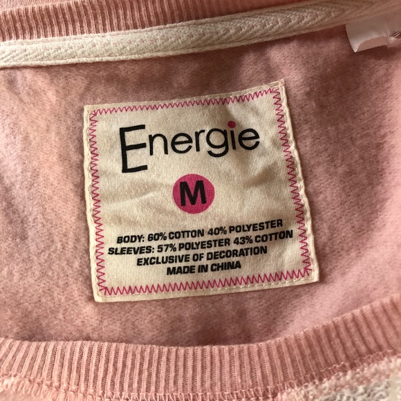 Soft Pink and White Energie Soft Sweatshirt Sz M - Picture 3 of 3